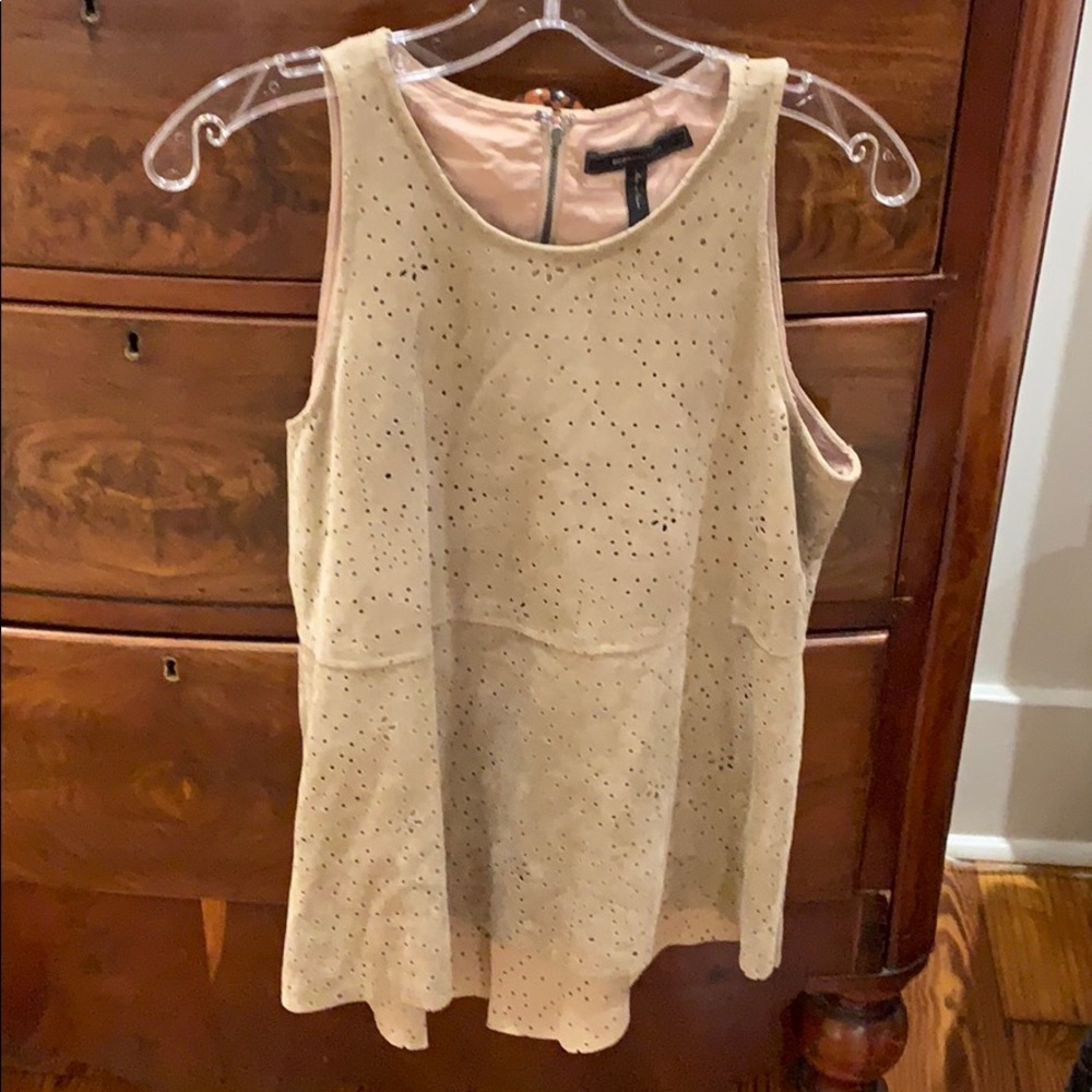 Tan leather look top.  Super cute!